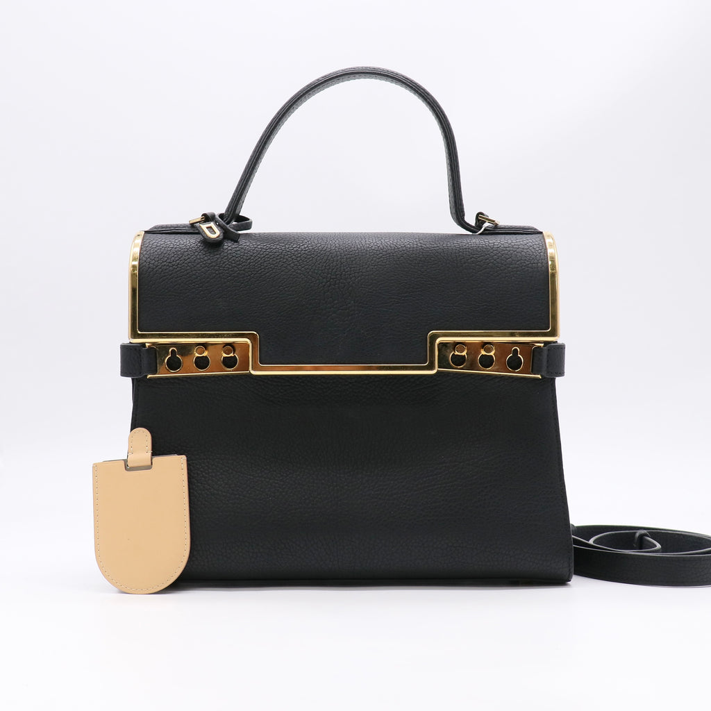 Delvaux Grained Calfskin GM Tempete Special Edition Satchel Black twins LDJ5729