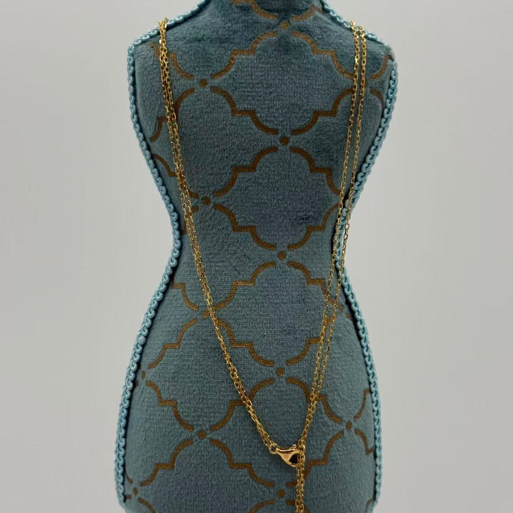 2 Diamonds Love Pendant Necklace 18K Yellow Gold and Diamonds