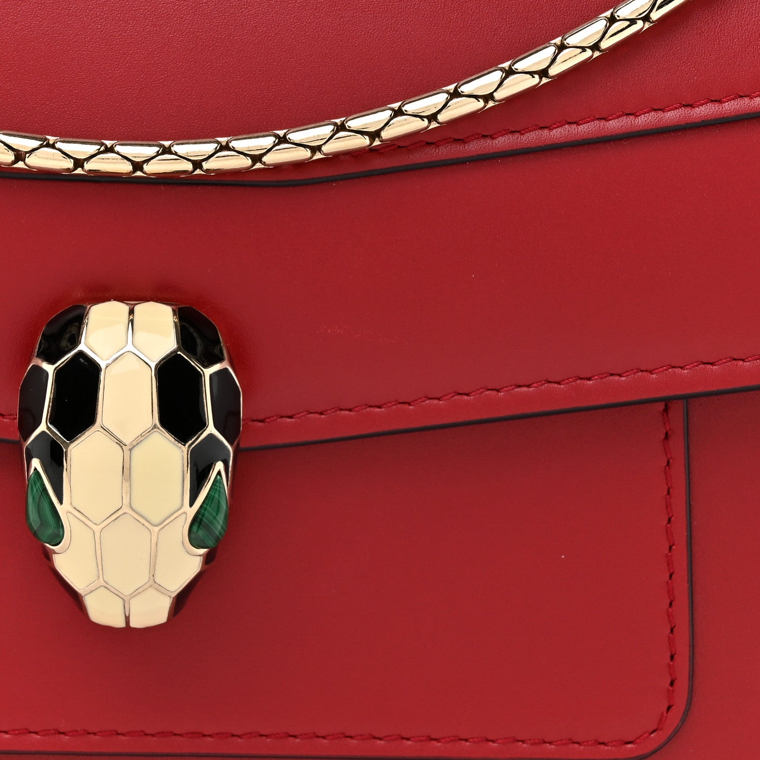 Calfskin Serpenti Forever Shoulder Bag Red - twins