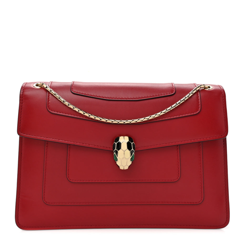 Calfskin Serpenti Forever Shoulder Bag Red - twins
