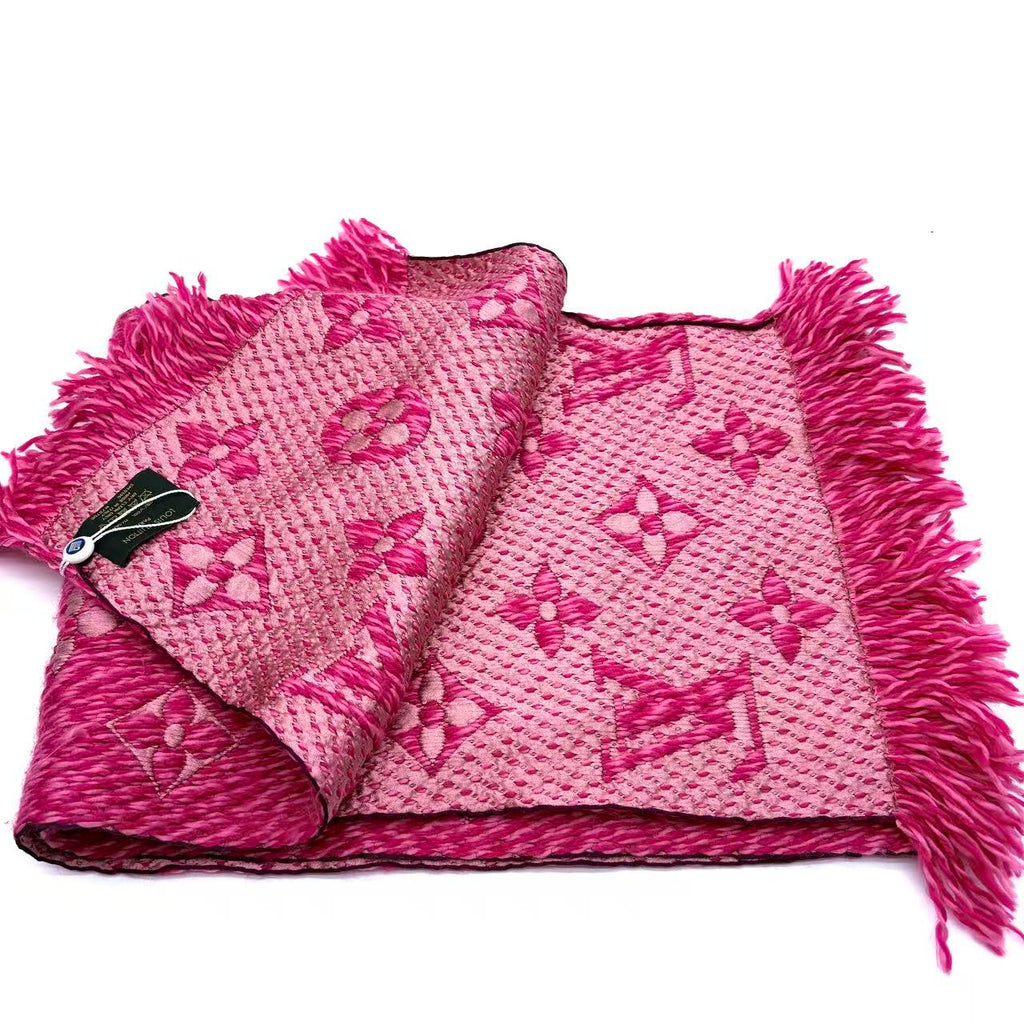 Pink Wool Logomania Scarf