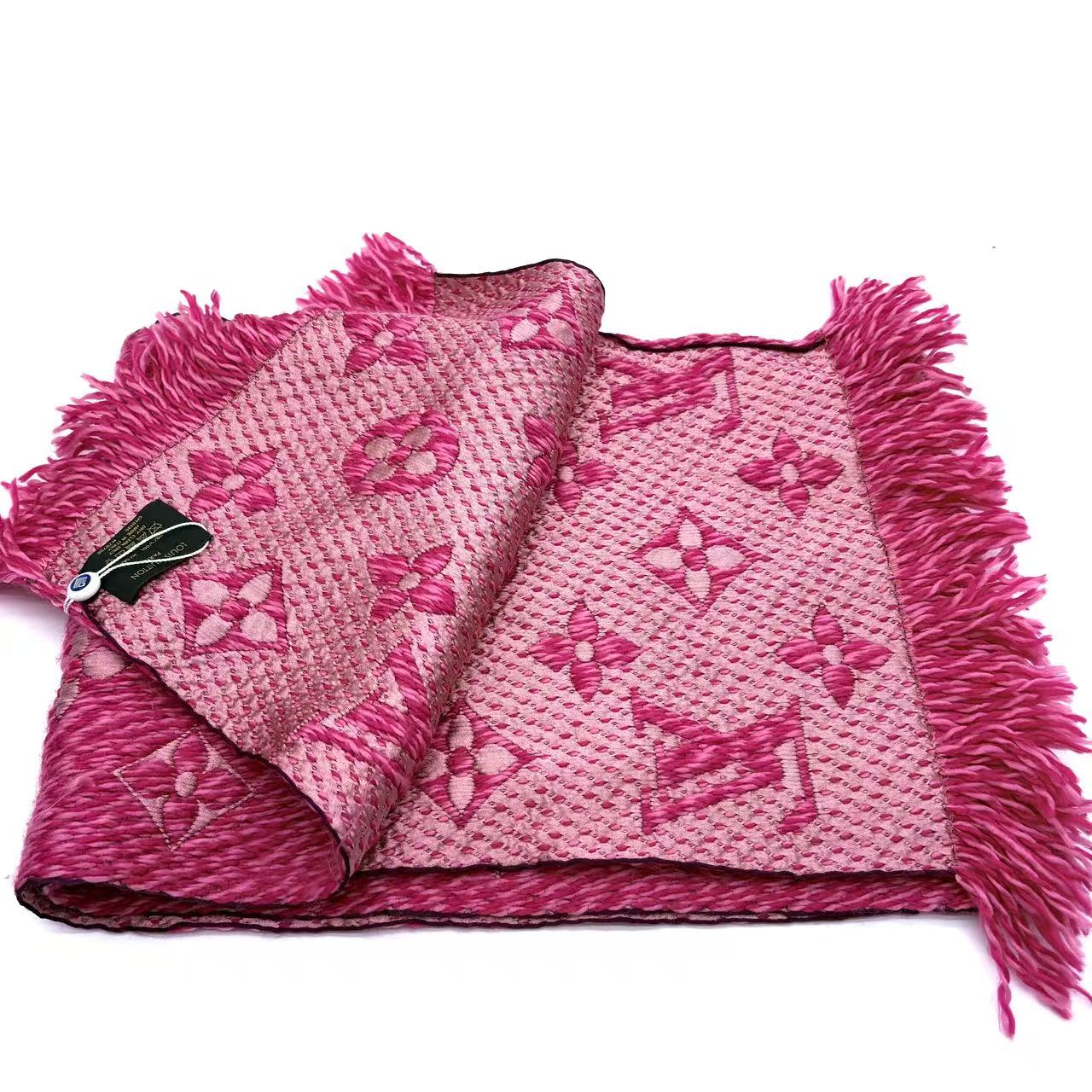 Pink Wool Logomania Scarf