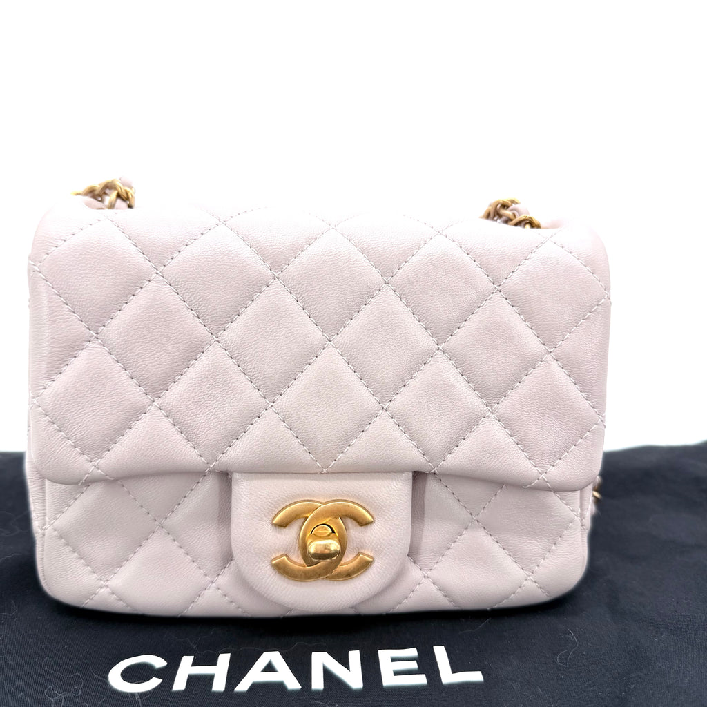 Pearl Crush Square Flap Bag Quilted Lambskin Mini