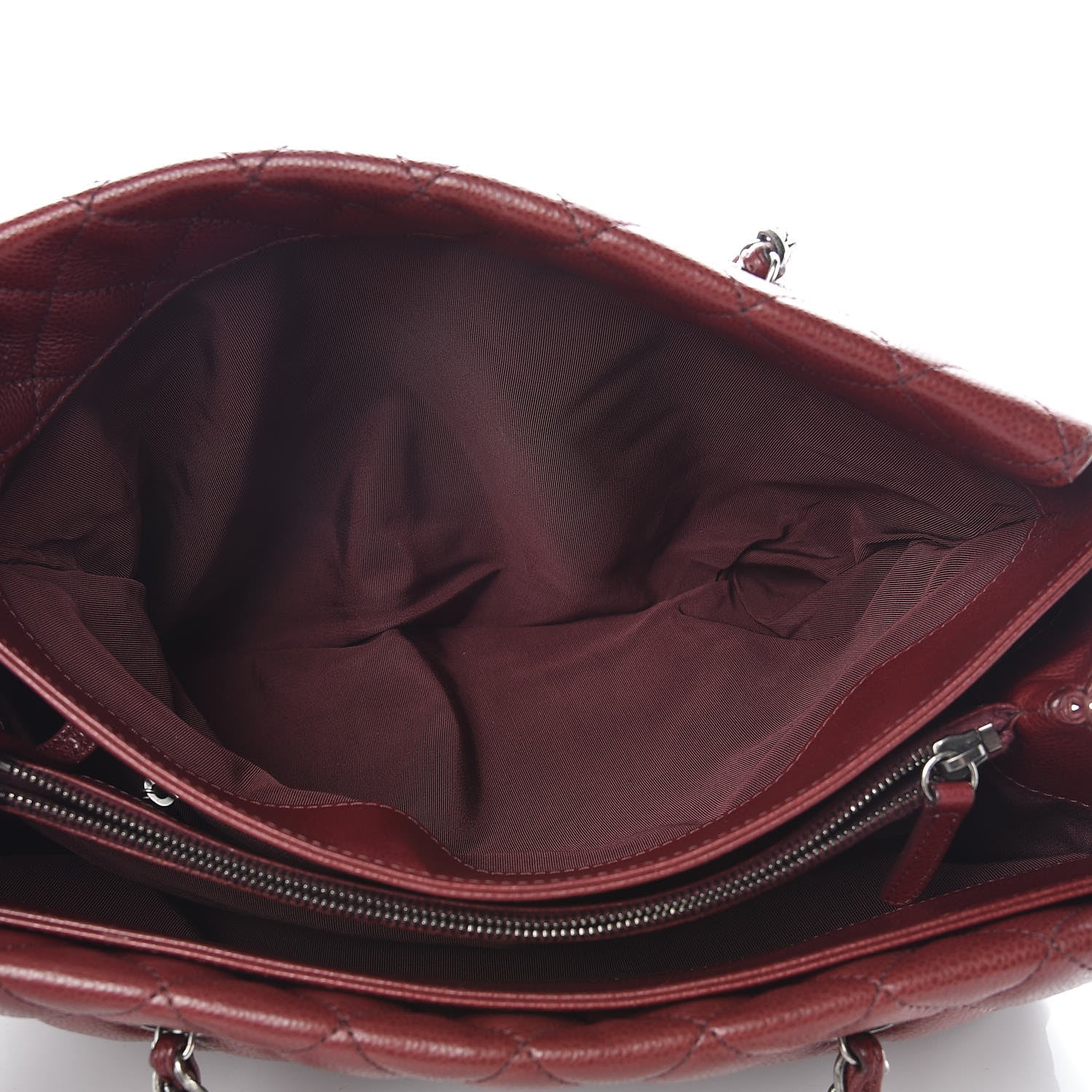 Caviar Quilted City Shopping Tote Dark Red Twins