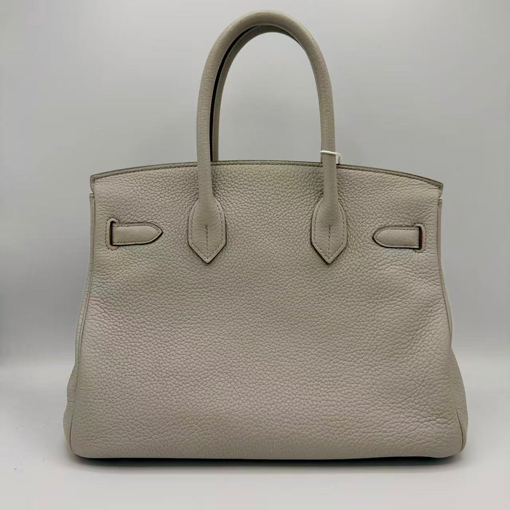 Club Birkin Bag White Clemence and Lizard in Gris Perle with Palladium Hardware 30