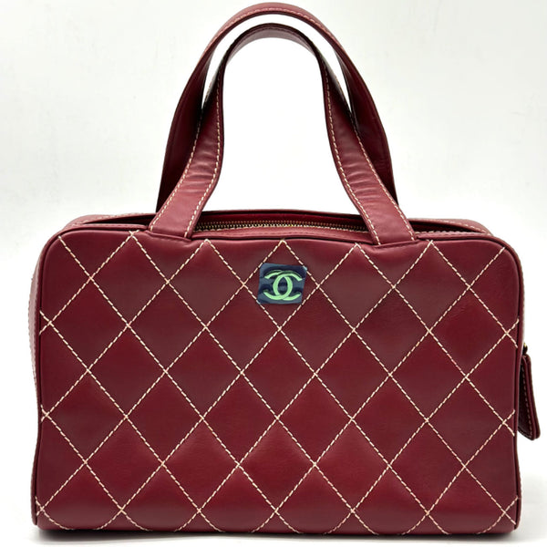 Chanel Surpique Boston Bag Quilted Leather Large