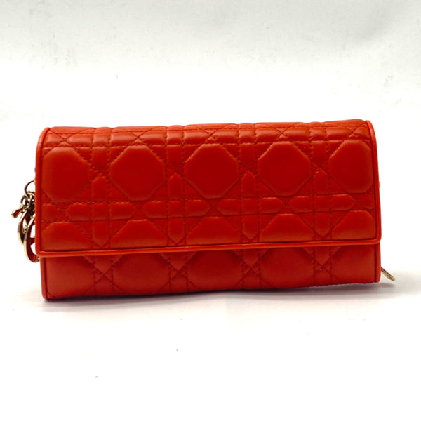 Christian Dior Orange Lady Dior Rendezvous Chain Wallet