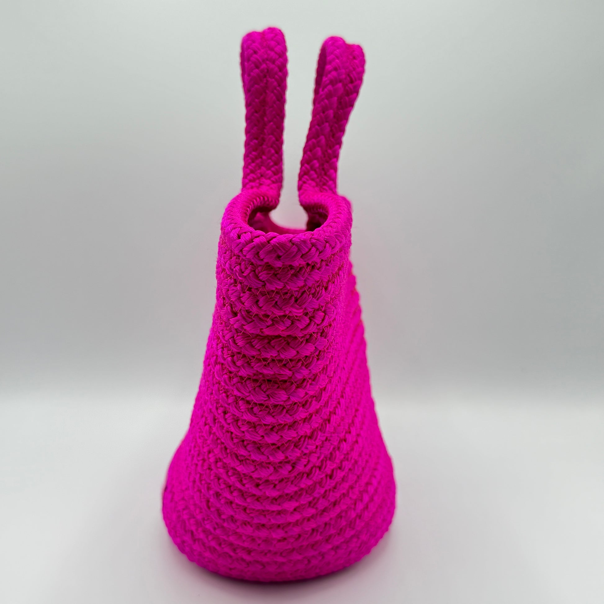 Nylon Lambskin Woven Small Ibiza Basket With Strap Lipstick Pink