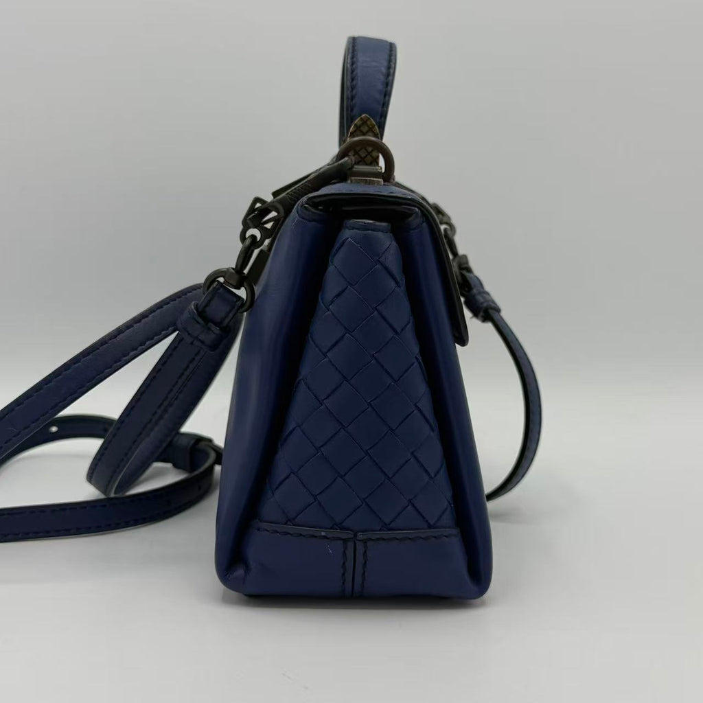 Intrecciato Trimmed Mini Piazza Top Handle Bag
