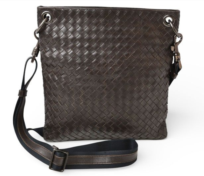 Bottega Veneta Brown Woven Leather Crossbody Bag twins LDJ4633