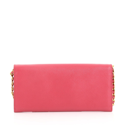 Peonia Saffiano Metal Leather Wallet on Chain twins