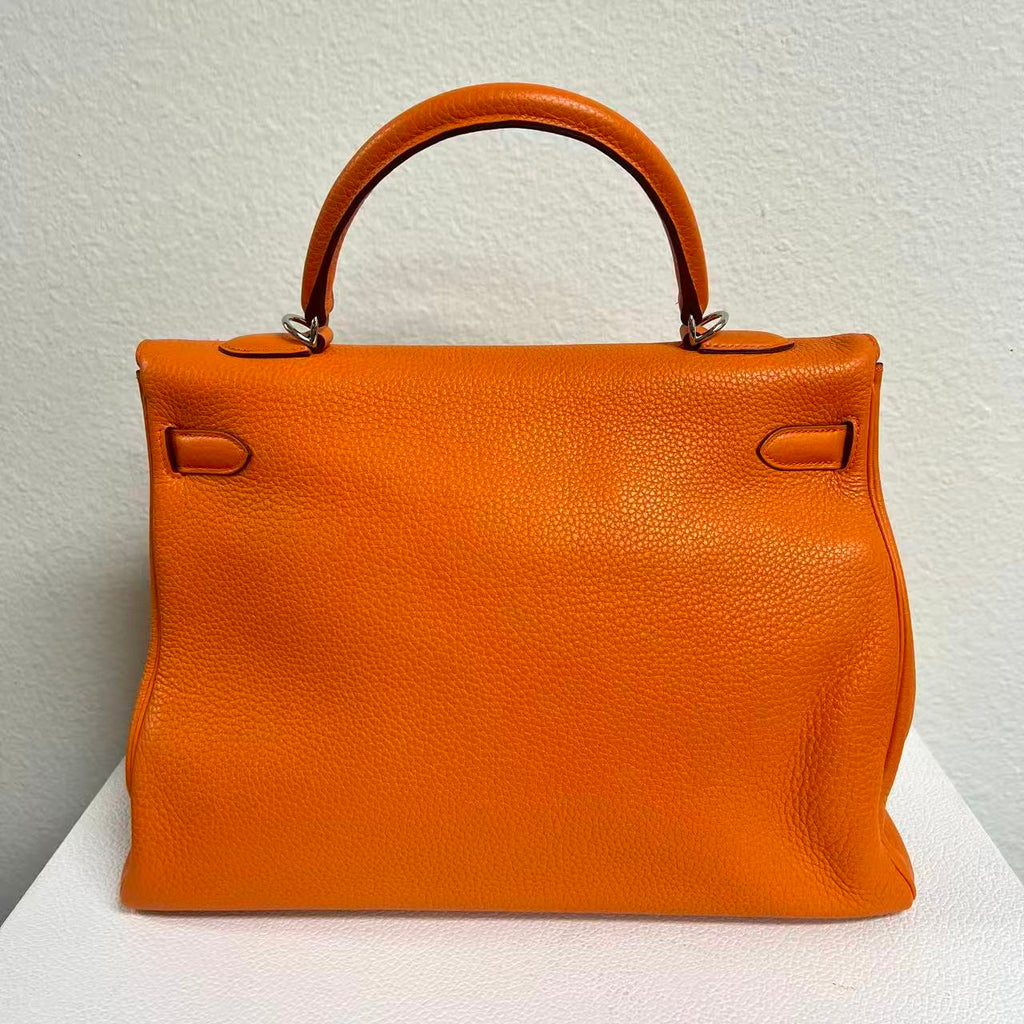 Kelly Handbag Orange H Togo with Palladium Hardware 35 LDM-1940