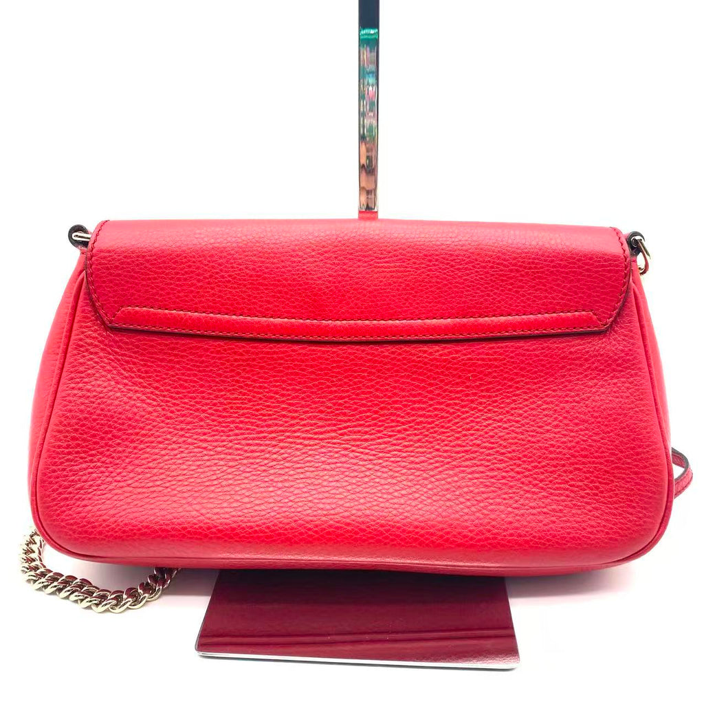 Soho GG Flap Leather Chain Crossbody Bag Red