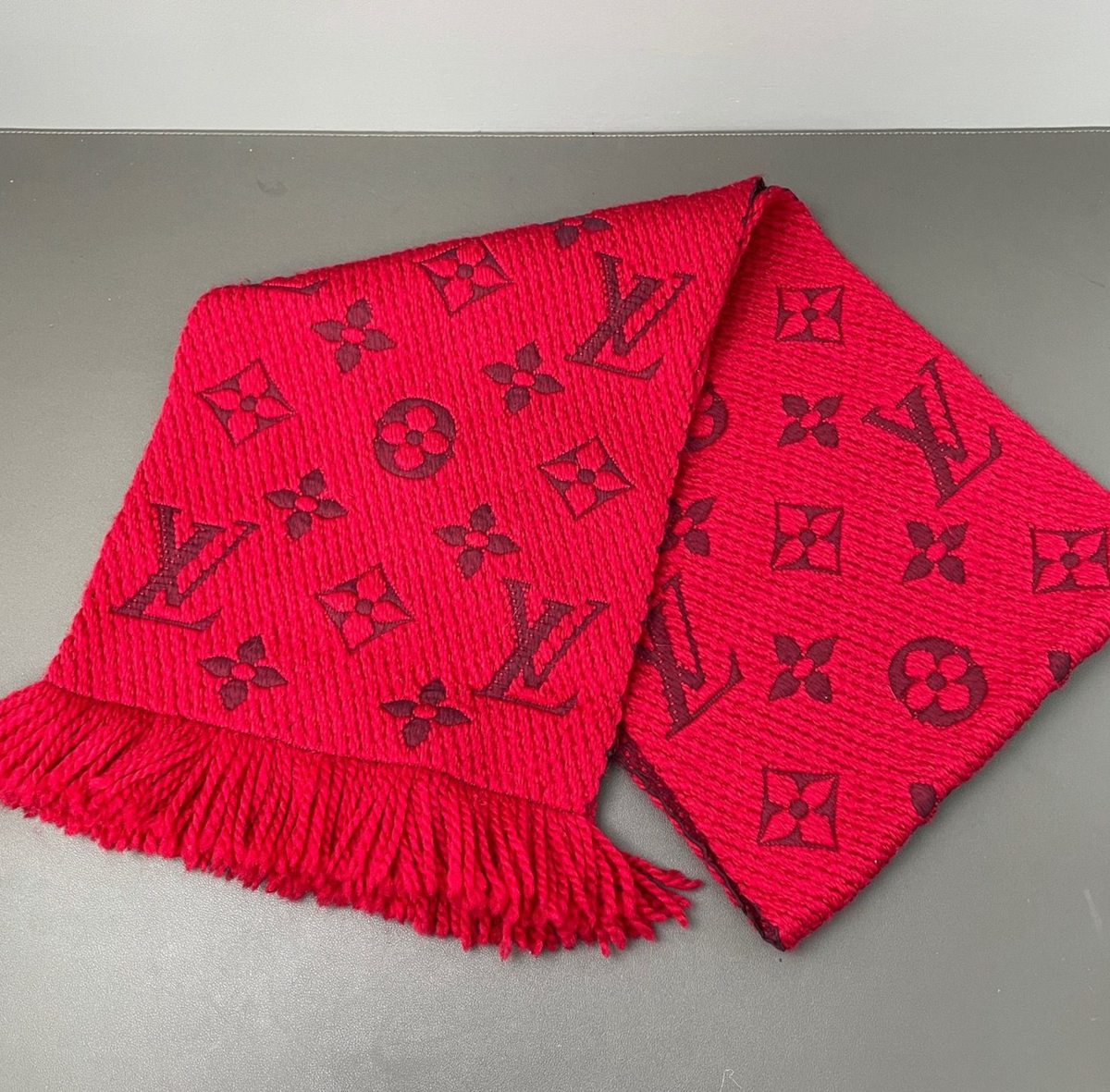Louis Vuitton Red Wool/Silk Logomania Scarf Twins LDZ1218