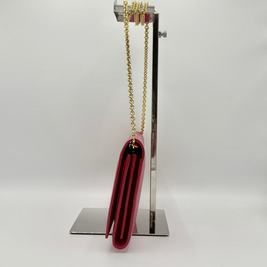 Calfskin Belle de Jour Chain Clutch Fuchsia