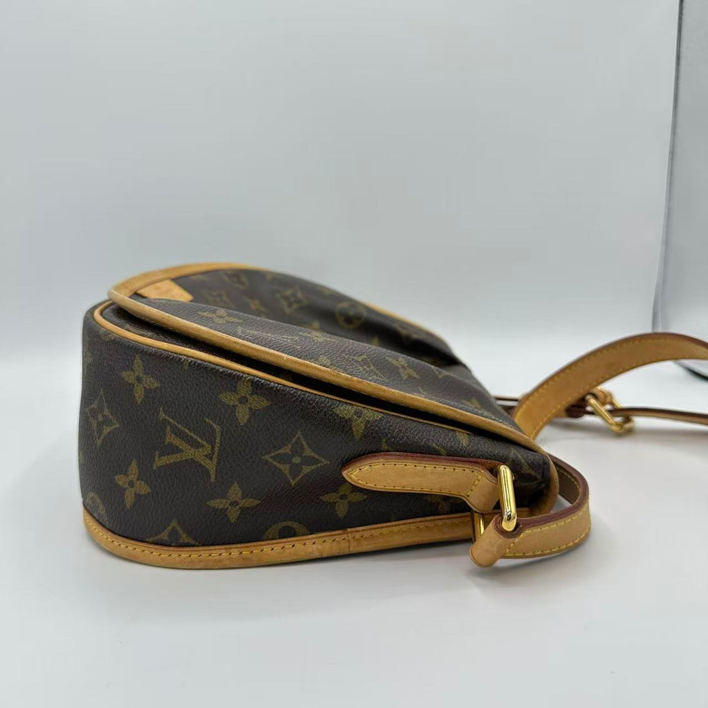 Menilmontant PM Brown Monogram Leather Crossbody Bag