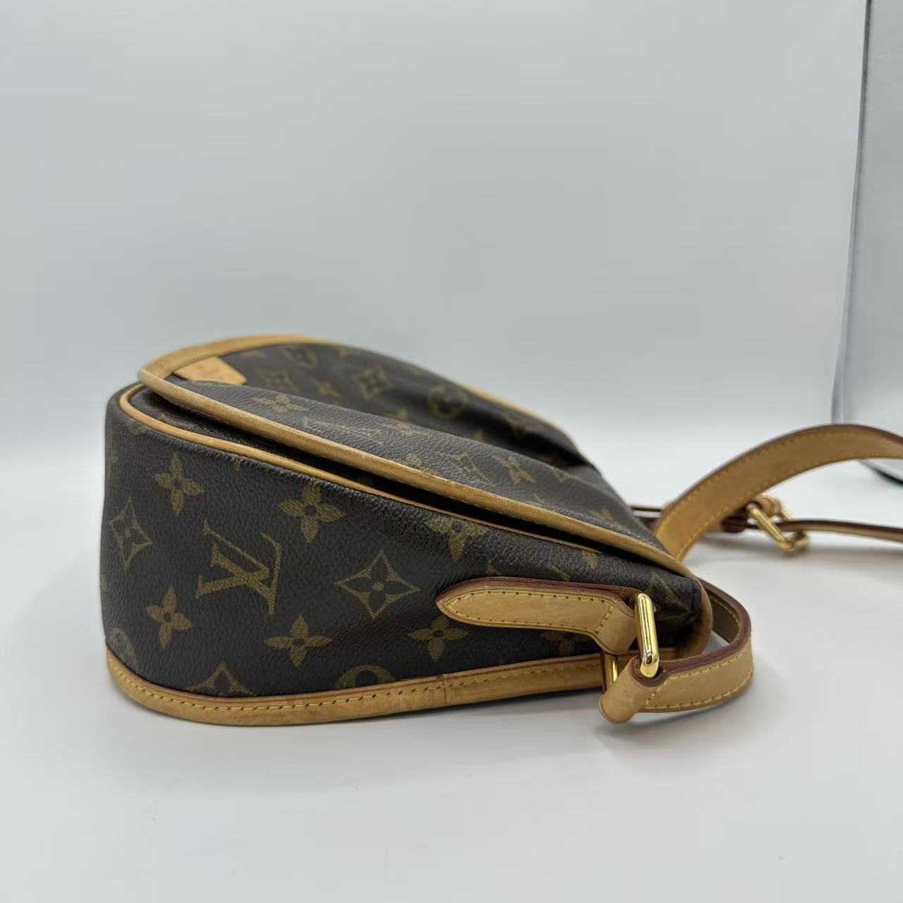 Menilmontant PM Brown Monogram Leather Crossbody Bag