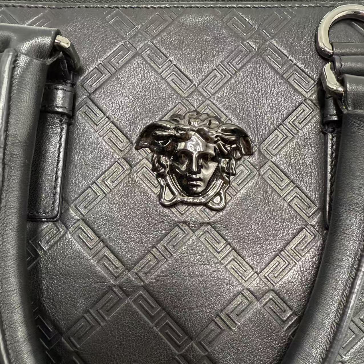 La Medusa Calfskin Leather Briefcase Twins