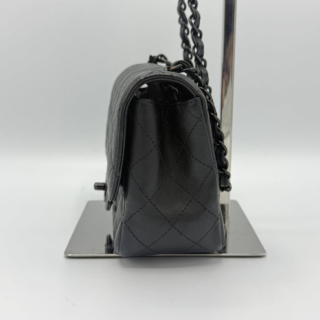 So Black Square Classic Single Flap Bag Quilted Lambskin Mini