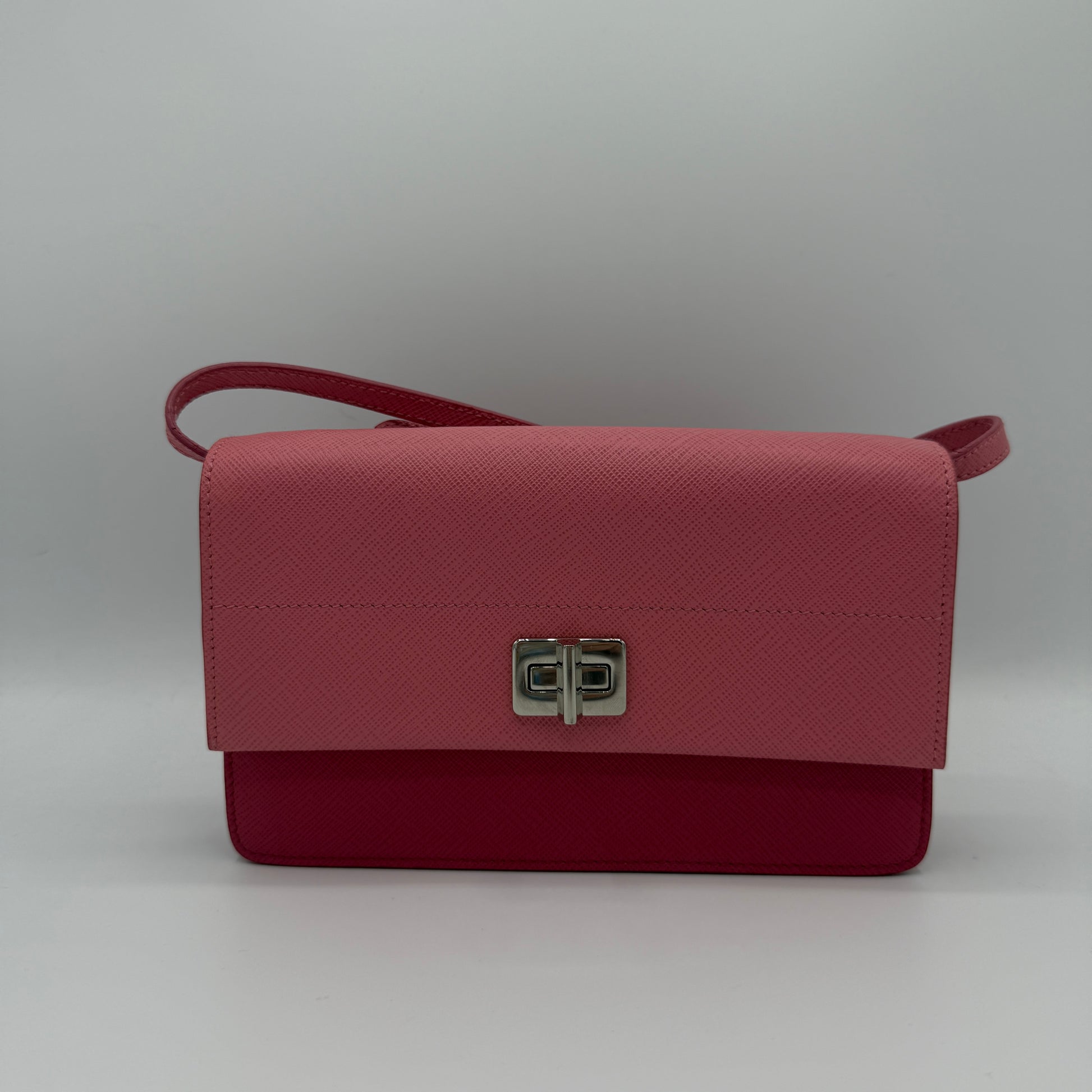 Turn Lock Wallet Crossbody Saffiano Leather Small