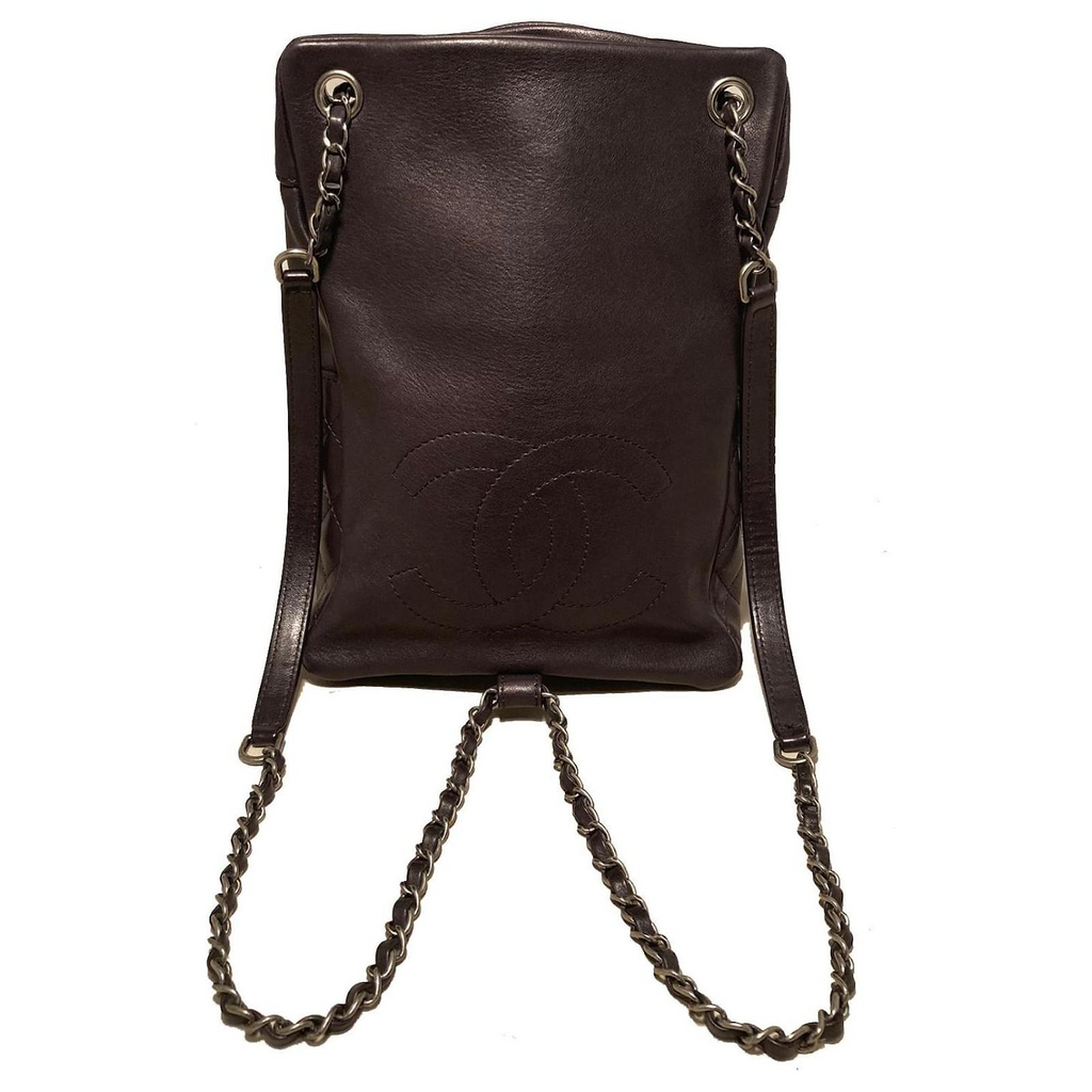 Drawstring CC Flap Backpack Quilted Lambskin Small Twins