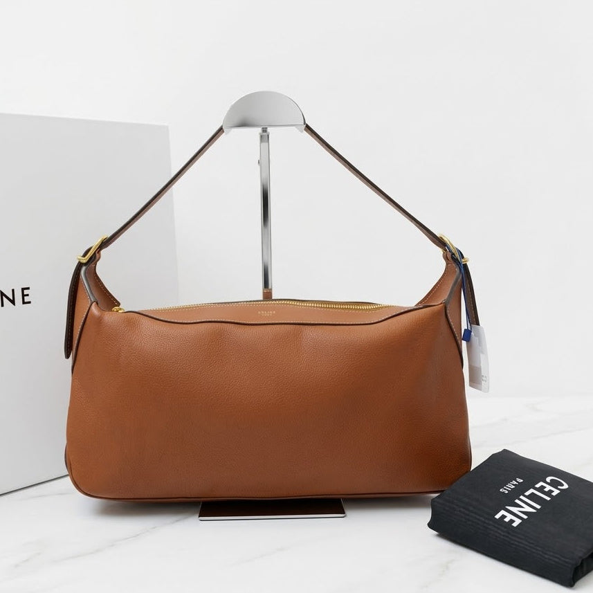 Supple Calfskin Medium Romy Shoulder Bag Tan Twins LDJ5967