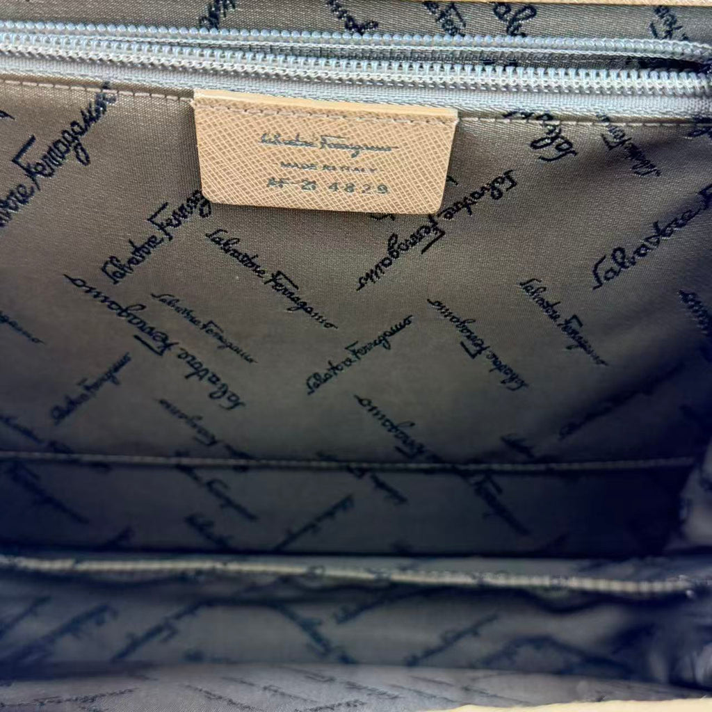 Double Gancini Top Handle Bag Saffiano Leather Small