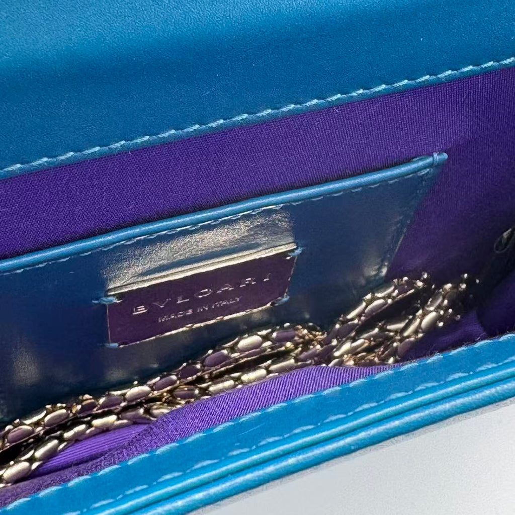 Calfskin Serpenti Forever Shoulder Bag Tropical Turquoise GREEN