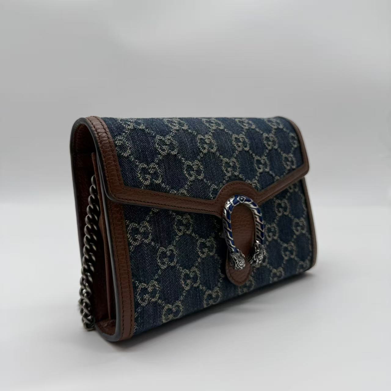 Gucci Dionysus Chain Wallet GG Denim Small Twins LDJ4213