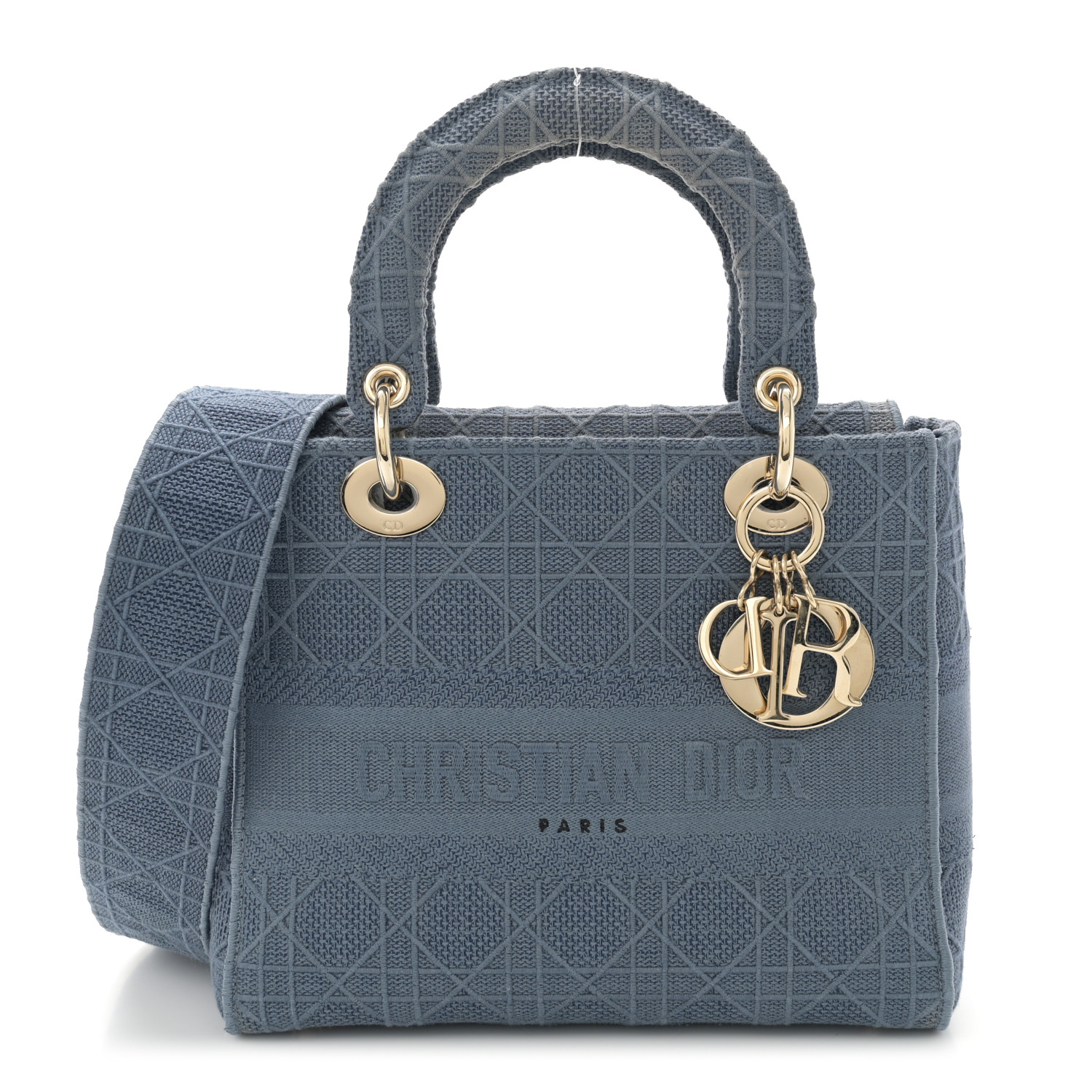 Lady D-Lite Bag Cannage Embroidered Canvas Medium Twins