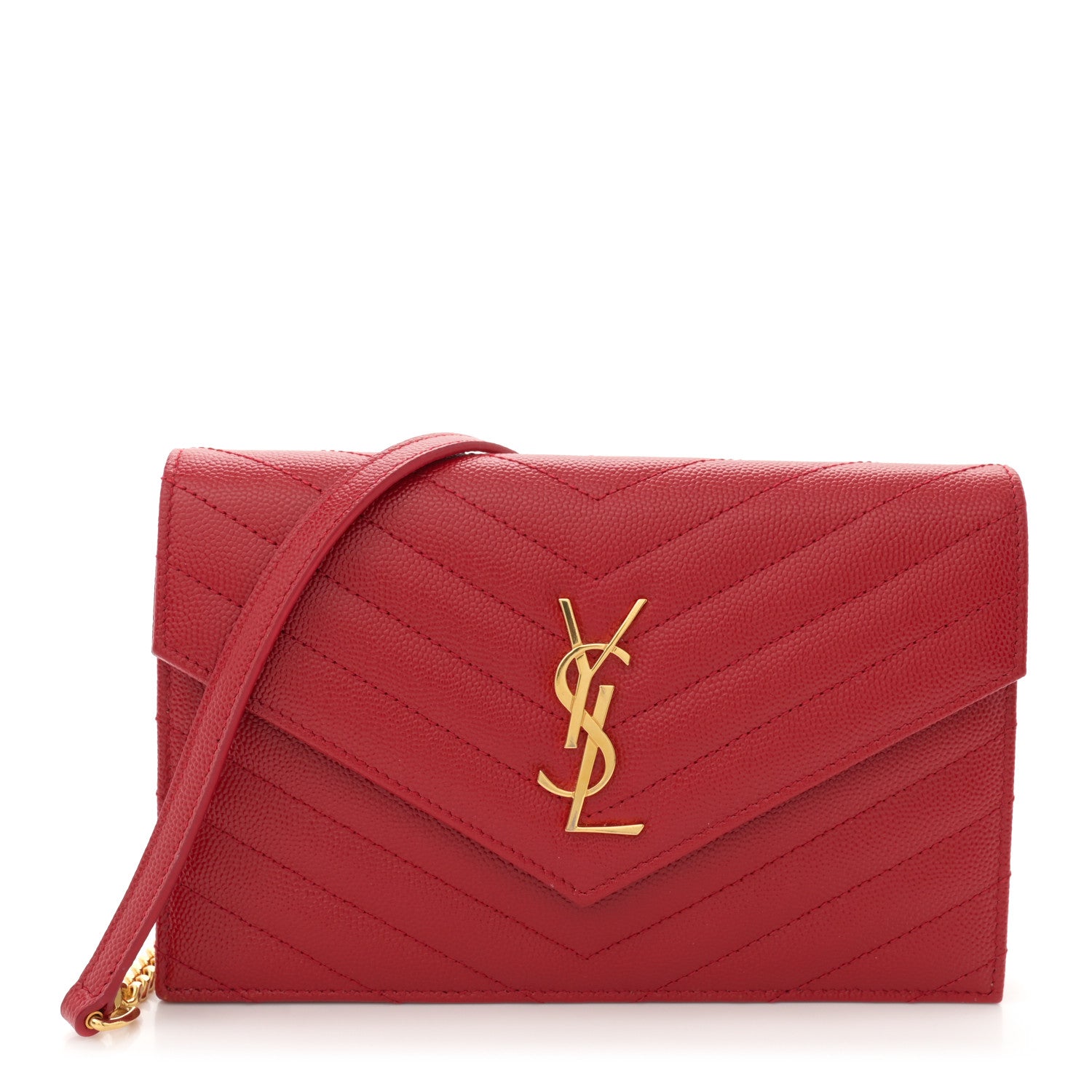 Classic Monogram Wallet on Chain Matelasse Chevron Leather Twins