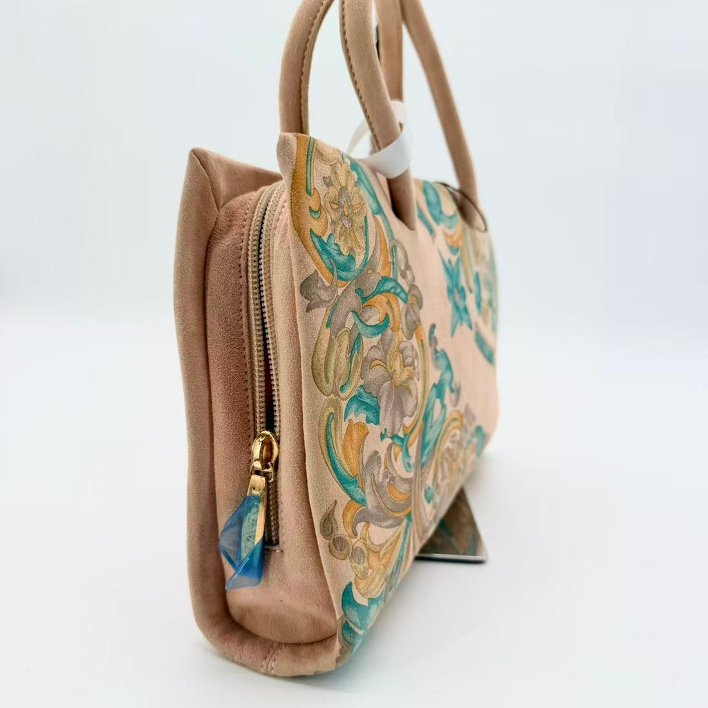 Rare Damier Teal Pasley Suede Handbag