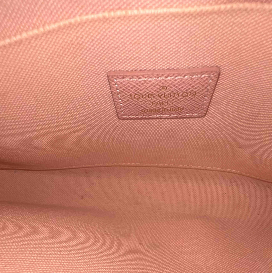 Damier Azur Pochette Felicie Chain Wallet Rose Ballerine B24421