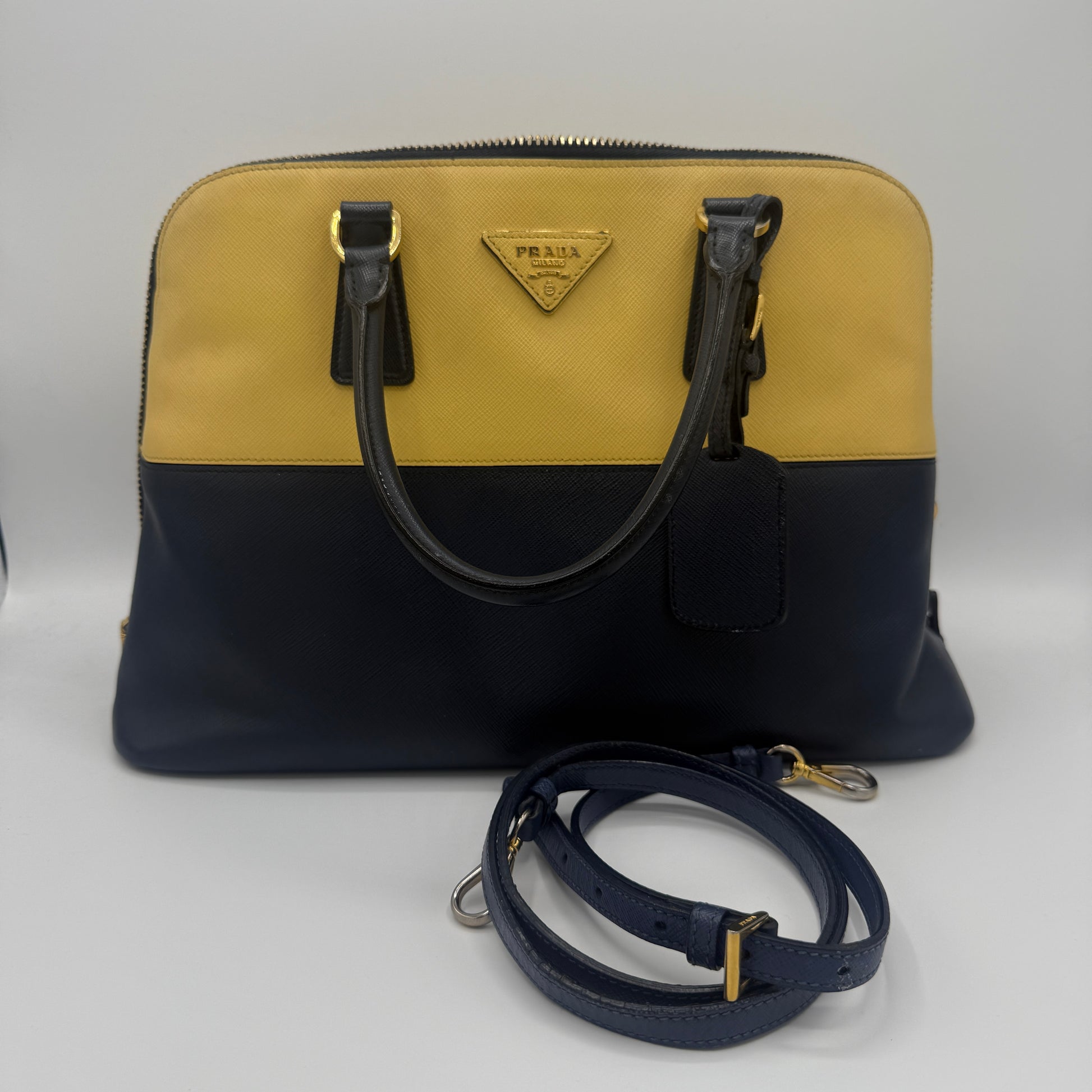 Bicolor Medium Saffiano Lux Promenade Handle Bag