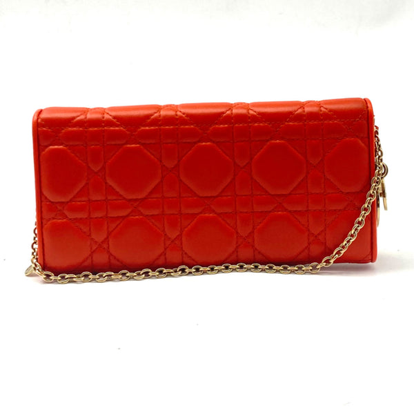 Christian Dior Orange Lady Dior Rendezvous Chain Wallet