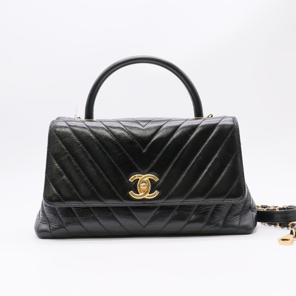 Chanel Calfskin Lizard Chevron Quilted Small Coco Handle Twins LDZ1045