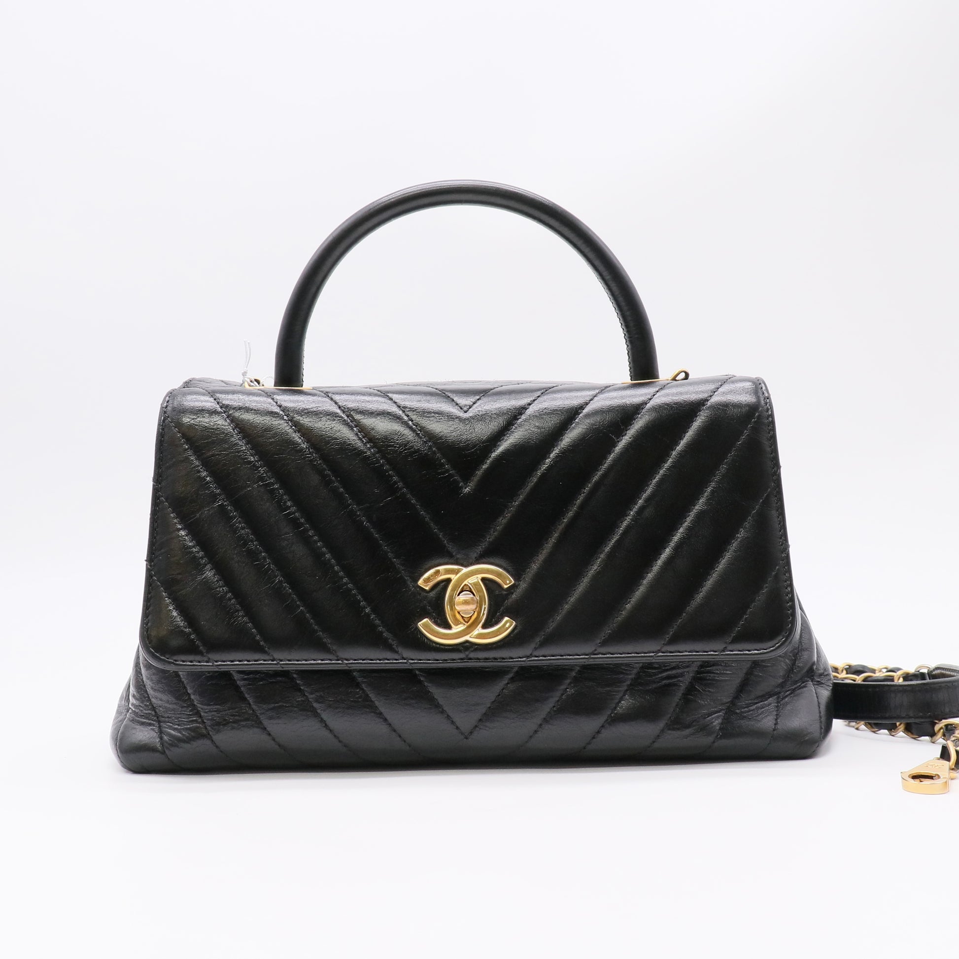 Chanel Calfskin Lizard Chevron Quilted Small Coco Handle Twins LDZ1045