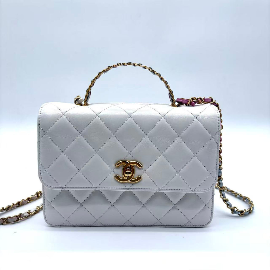 Top Handle Wallet on Chain Quilted Lambskin