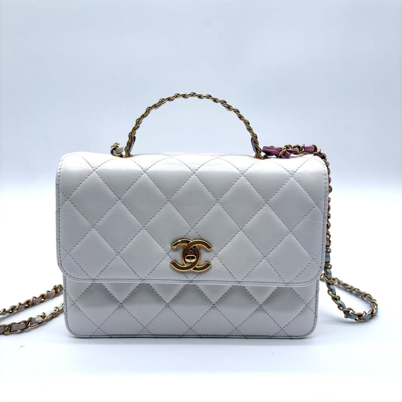 Top Handle Wallet on Chain Quilted Lambskin