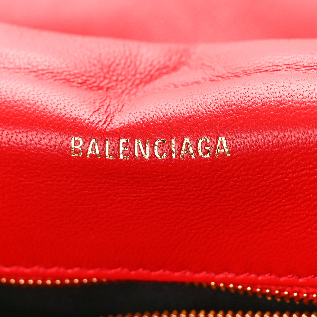 Nappa Calfskin Quilted Large Touch B Shoulder Bag Bright Red twins