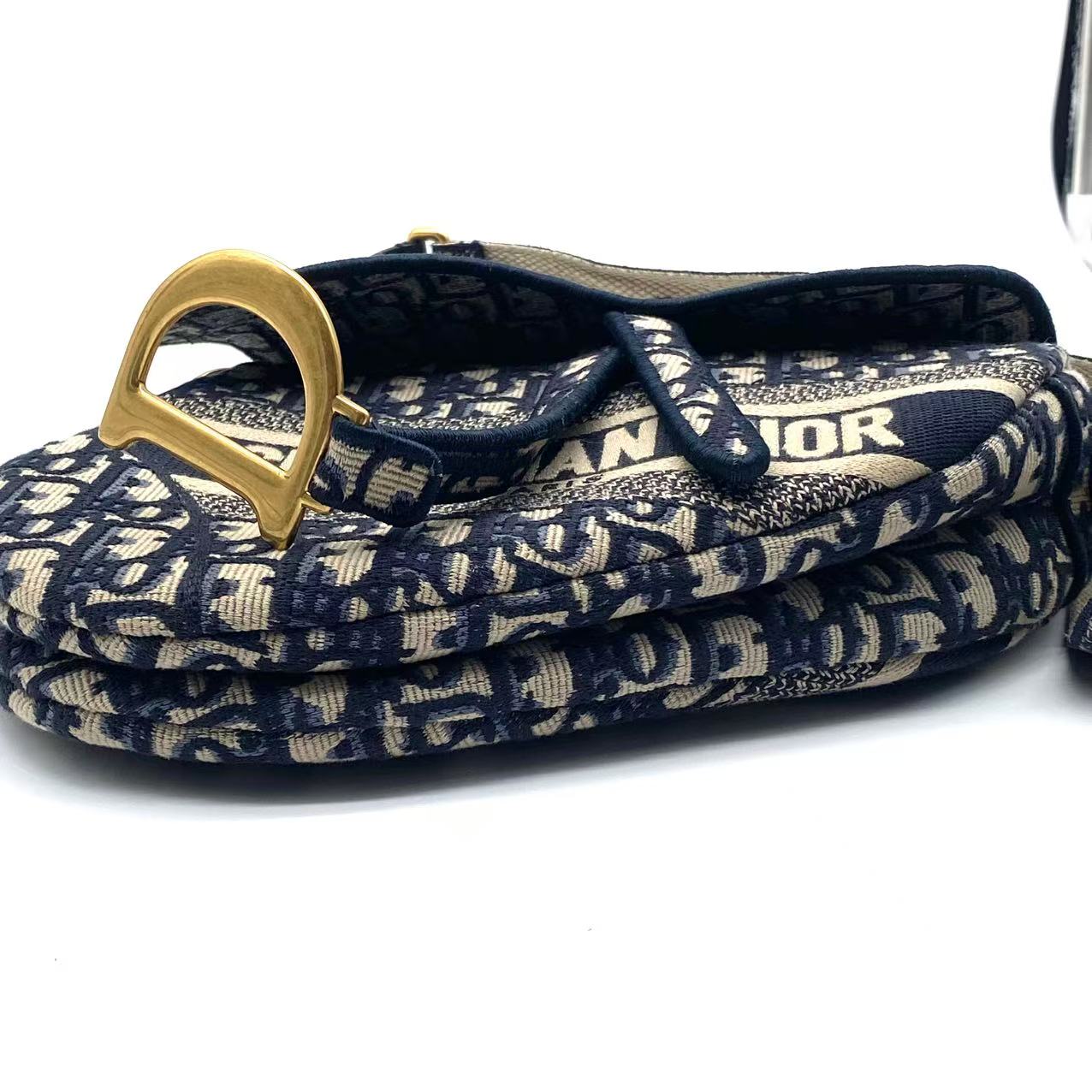 Saddle Bag Blue Dior Oblique Embroidery