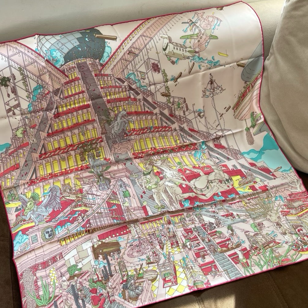 Hermes Scarf La Legende du Cheval a Plumes 90 Twins LDJ3197