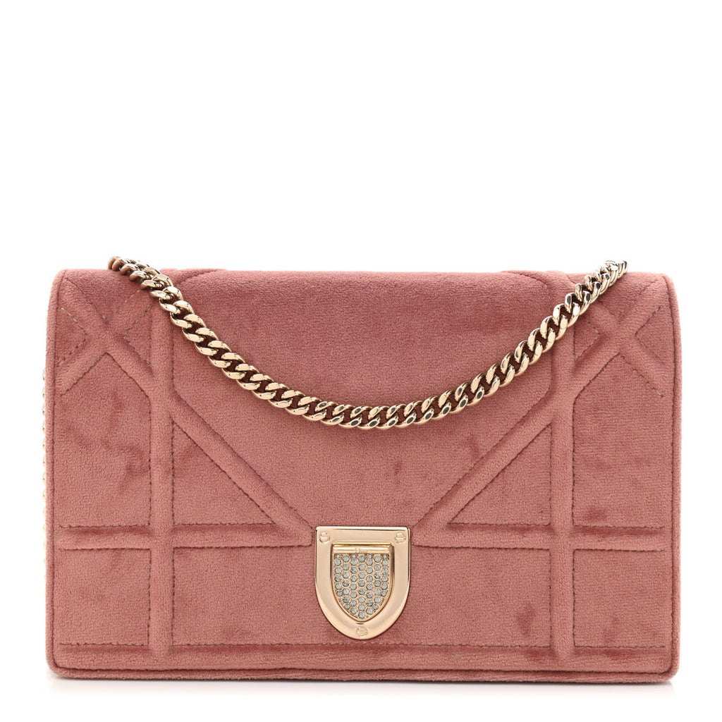 Velvet Diorama Wallet on Chain Pouch Pink twins