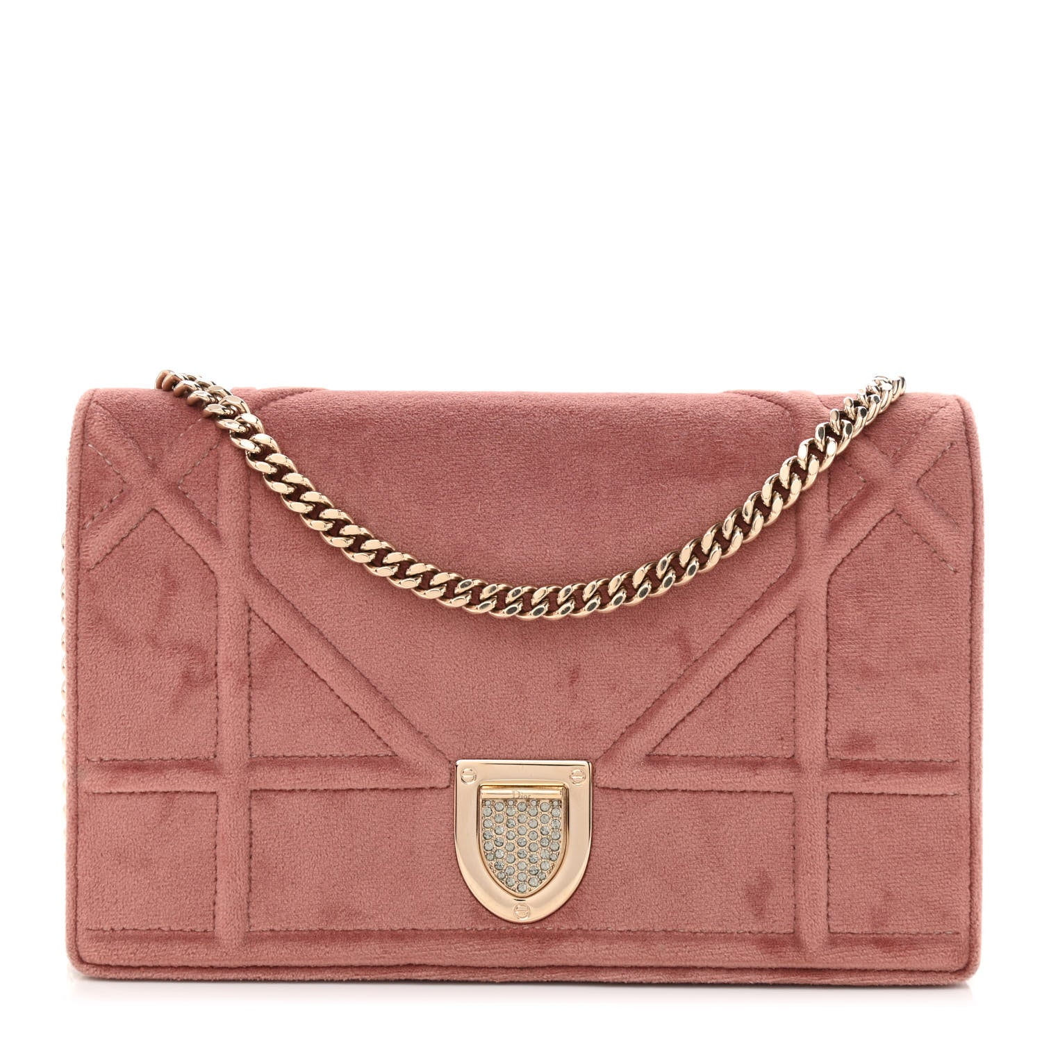 Velvet Diorama Wallet on Chain Pouch Pink twins