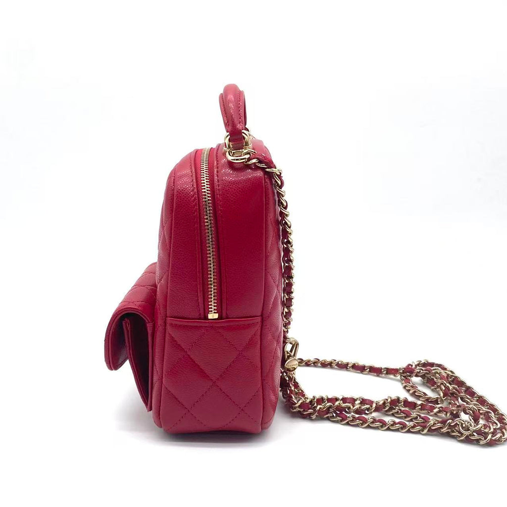 Classic CC Chain Pocket Backpack Quilted Caviar Mini