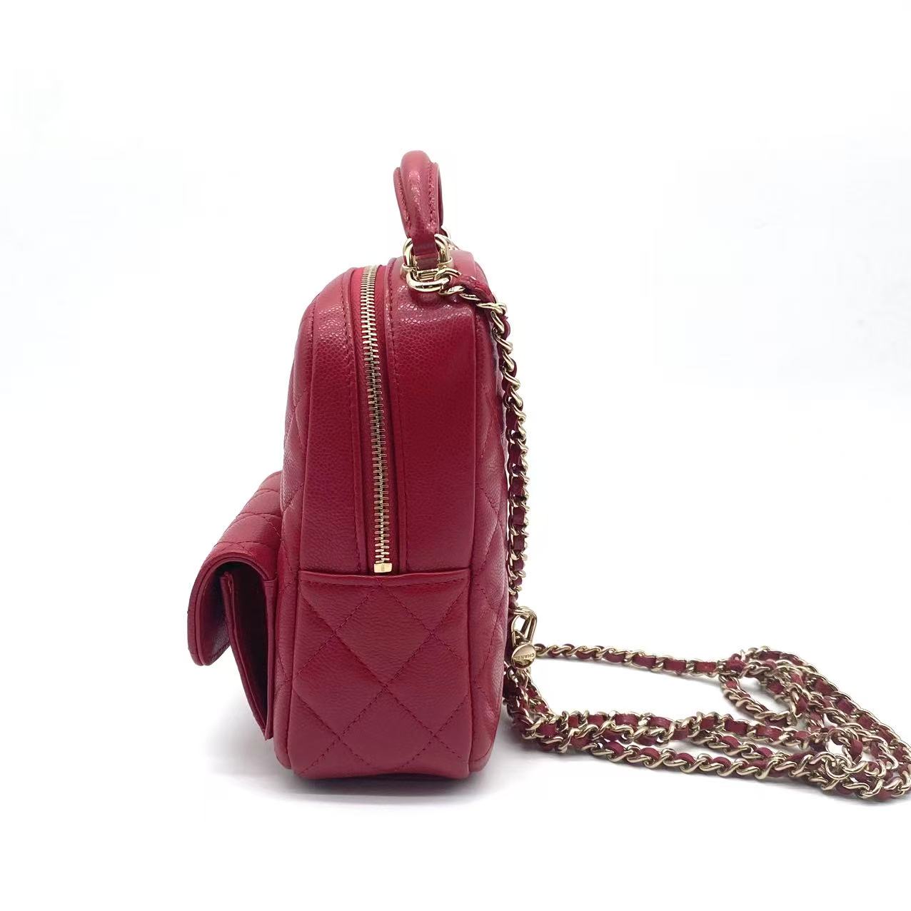 Classic CC Chain Pocket Backpack Quilted Caviar Mini