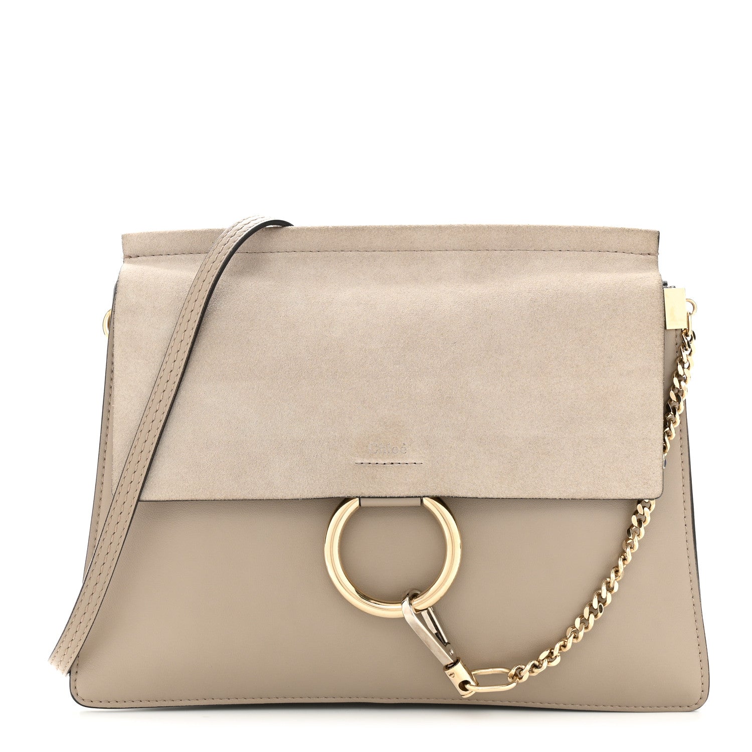 Calfskin Suede Medium Faye Shoulder Bag Motty Grey twins