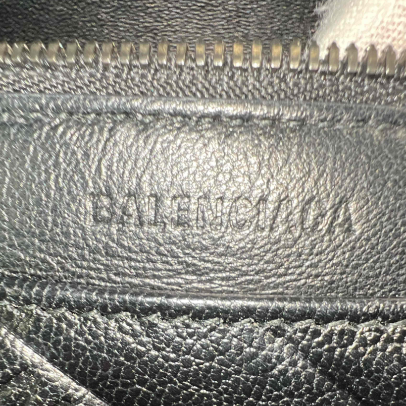Balenciaga Shiny Goatskin Diagonal Logo Embossed BB Wallet on Chain B24460