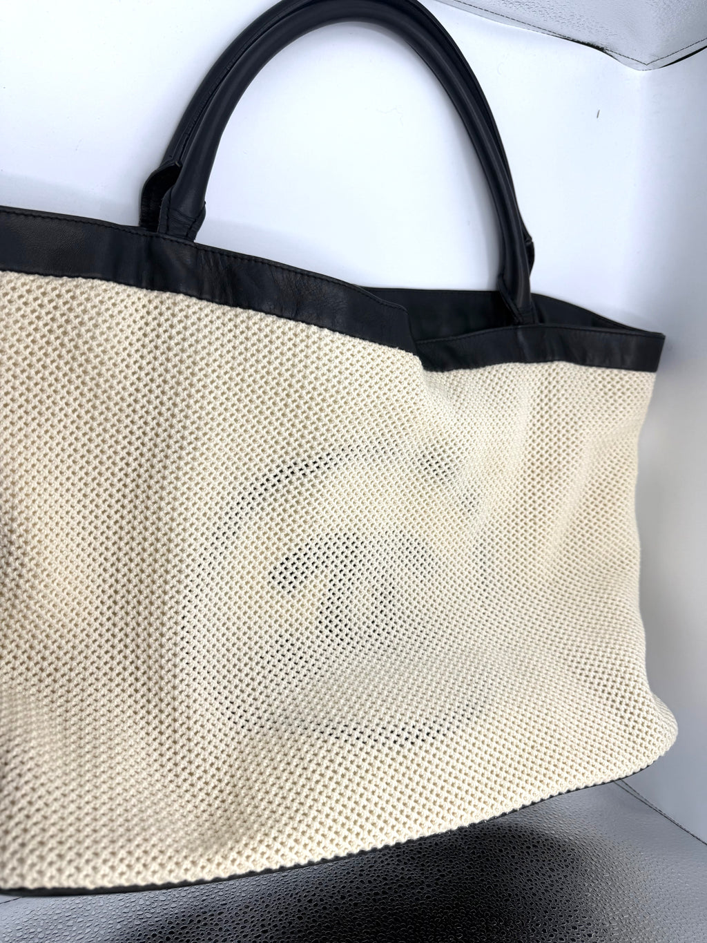 Canvas Woven Lambskin Lax Accordion TOTE