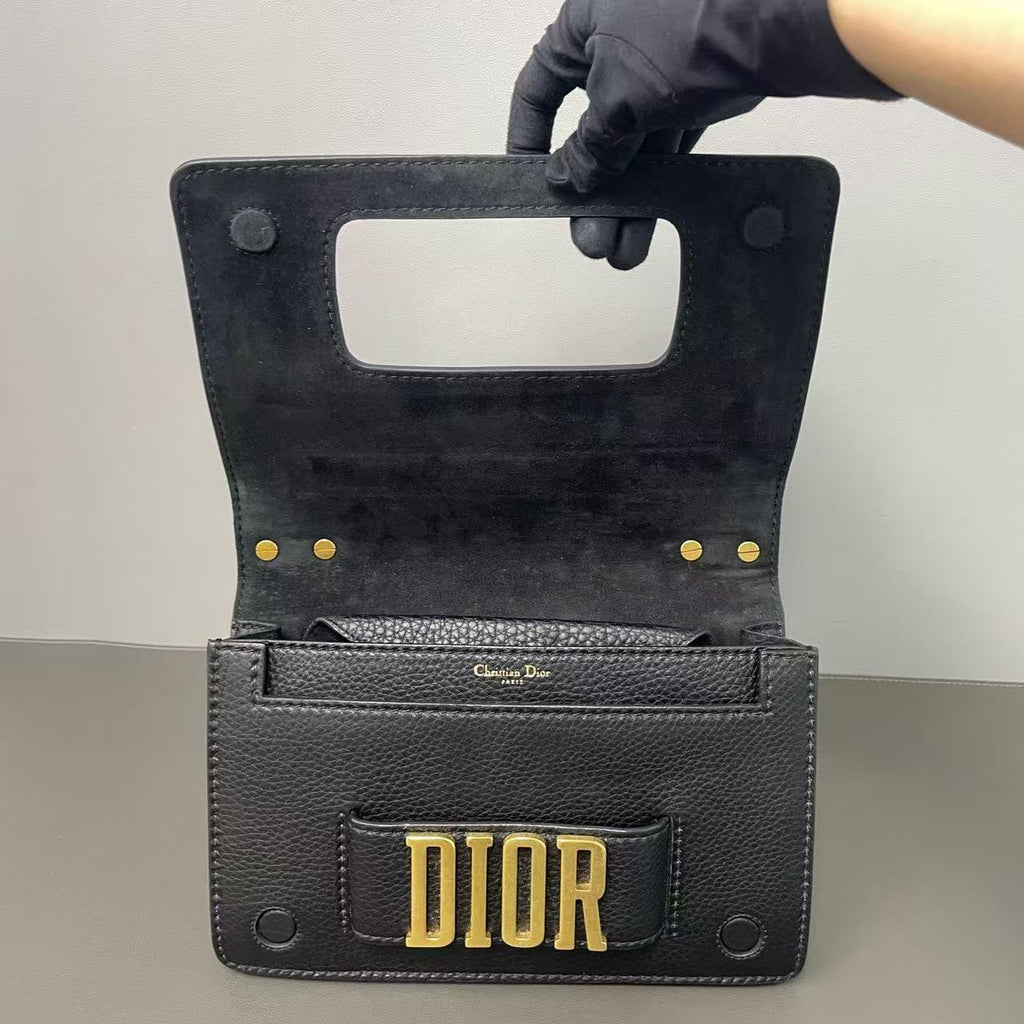 Dio(r)evolution Top Handle Flap Bag Leather Medium Twins LDJ4333